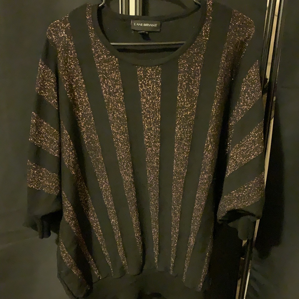 Lane Bryant Black and Gold Sparkly Sweater